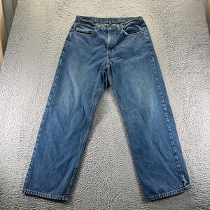 Vintage Axist Jeans Mens 36x29 Blue Cotton Straight Baggy Relaxed Faded Workwear